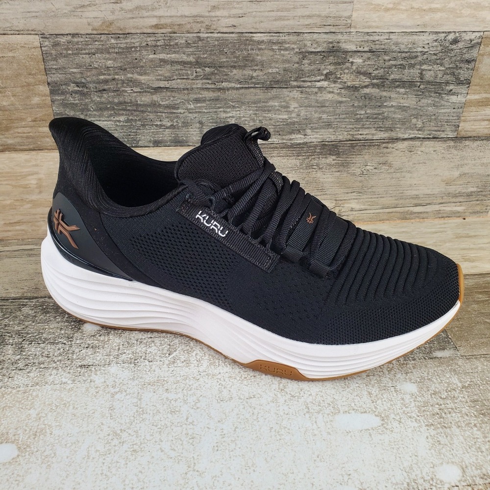 Kuru Atom 2 Womens Shoes Sz 9.5 M Running Jet Black Desert Tan Lace Up Sneakers